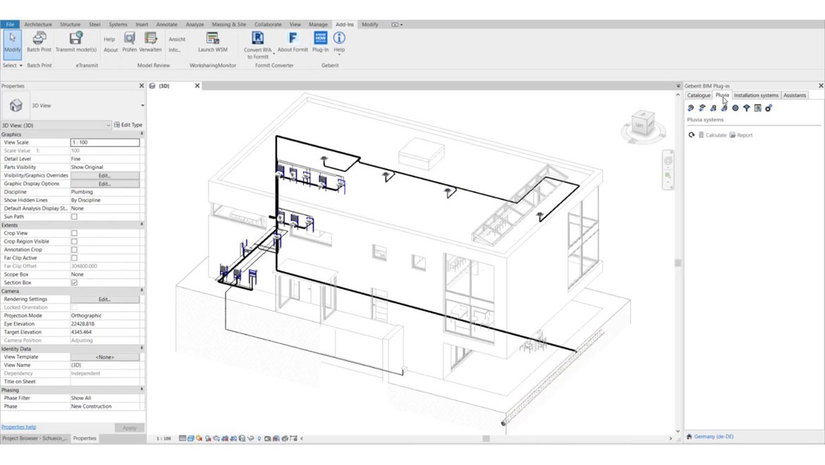 Pluvia module in the new Geberit BIM plug-in