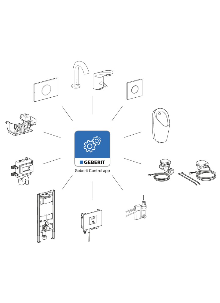 Overview of Geberit Control app with GEBUS sensors