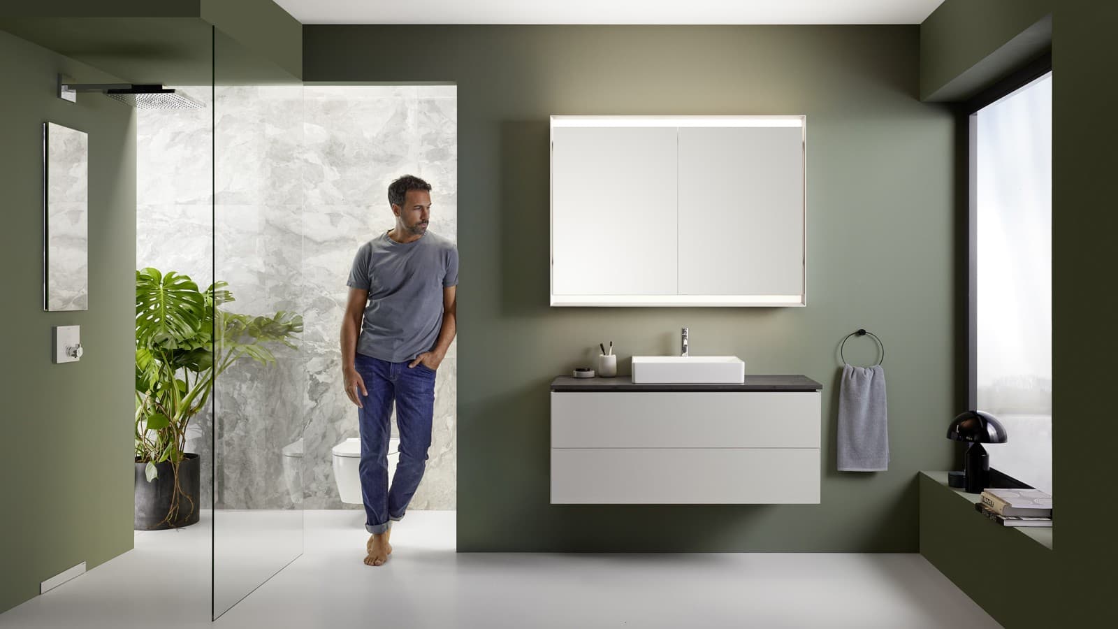 Geberit ONE bathroom furniture in sand grey (© Geberit) Geberit ONE bathroom furniture in sand grey (© Geberit)